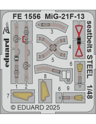 MiG-21F-13 seatbelts STEEL 1/48 for Eduard 