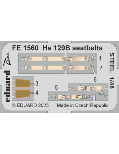 Hs 129B seatbelts STEEL for Takom 