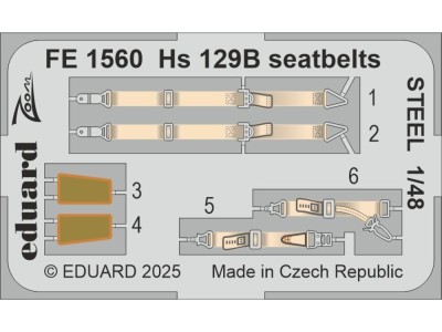 Hs 129B seatbelts STEEL for Takom 