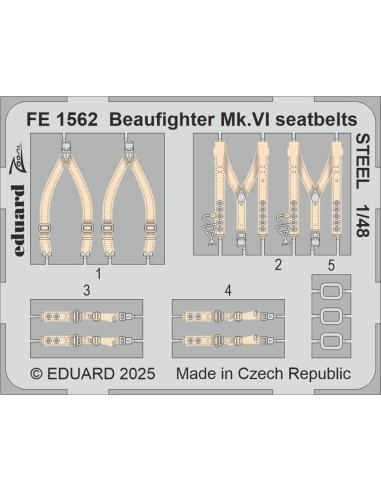 Beaufighter Mk.VI seatbelts STEEL for Revell 