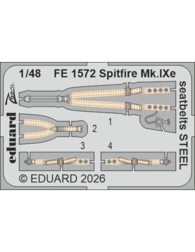 Spitfire Mk.IXe seatbelts STEEL for Airfix 