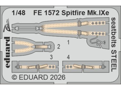 Spitfire Mk.IXe seatbelts STEEL for Airfix 