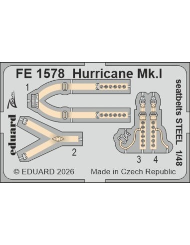 Hurricane Mk.I seatbelts STEEL for Arma Hobby 