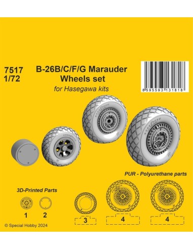 B-26B/C/F/G Marauder Wheels set / for Haseg. and Edu  kits 