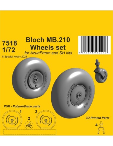 Bloch MB.210 Mainwheels and Tailwheel w/Leg 