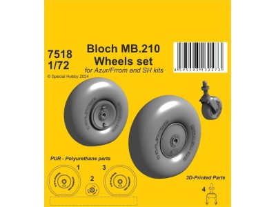 Bloch MB.210 Mainwheels and Tailwheel w/Leg 