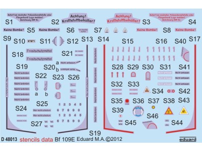 Bf 109E stencils 