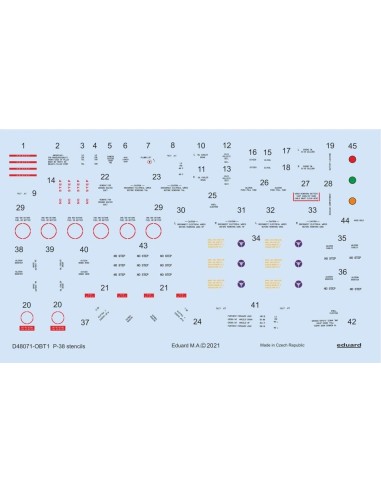 P-38 stencils 1/48 for TAMIYA/ACADEMY/HASEGAWA 