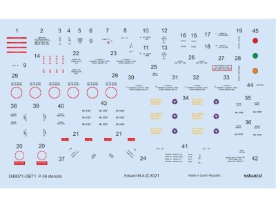 P-38 stencils 1/48 for TAMIYA/ACADEMY/HASEGAWA 