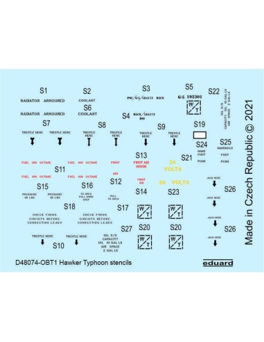 Hawker Typhoon stencils 1/48 for HASEGAWA 