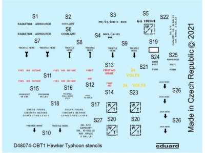 Hawker Typhoon stencils 1/48 for HASEGAWA 