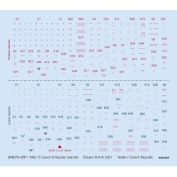 MiG-15 Czech & Russian stencils 1/48 for BRONCO 