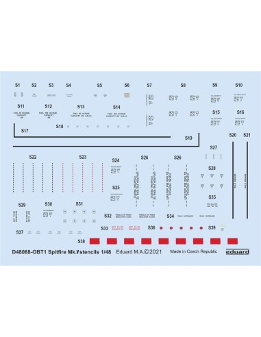 Spitfire Mk.V stencils 1/48 for EDUARD 