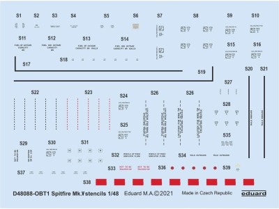 Spitfire Mk.V stencils 1/48 for EDUARD 