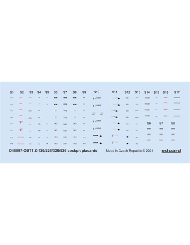 Z-126/226/326/526 cockpit placards 1/48 EDUARD 