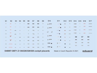 Z-126/226/326/526 cockpit placards 1/48 EDUARD 