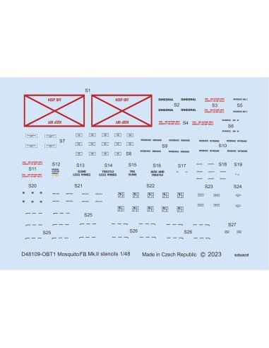 Mosquito FB Mk.II stencils 1/48 for TAMIYA 