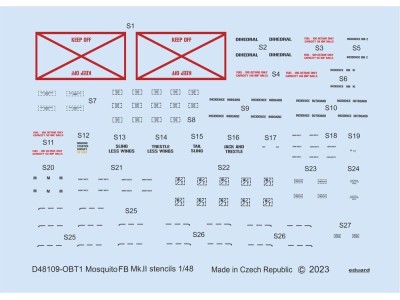 Mosquito FB Mk.II stencils 1/48 for TAMIYA 