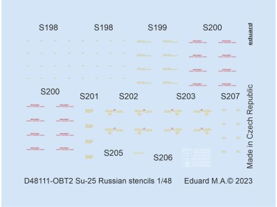 Su-25 Russian stencils 1/48 ZVEZDA 