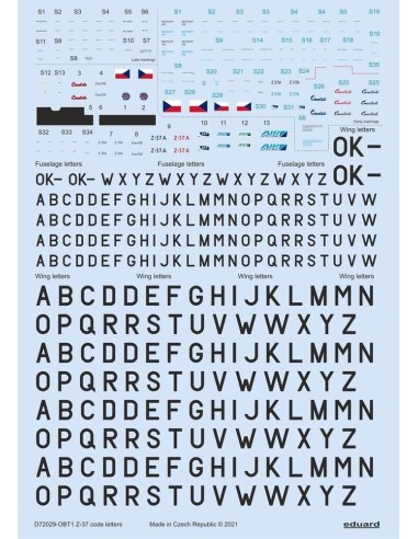 Z-37 stencils, code letters & labels for Eduard 