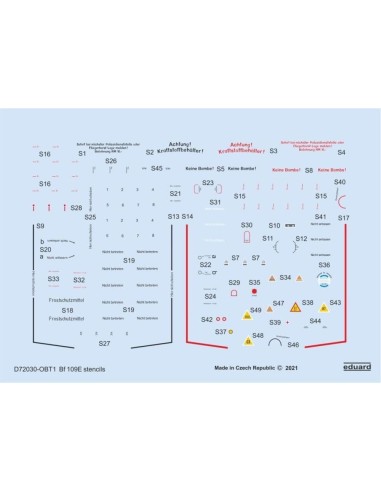 Bf 109E stencils 1/72 for SPECIAL HOBBY/TAMIYA/AIRFIX 