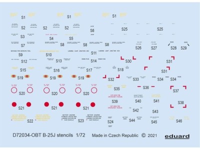 B-25J stencils 1/72 for HASEGAWA/REVELL 