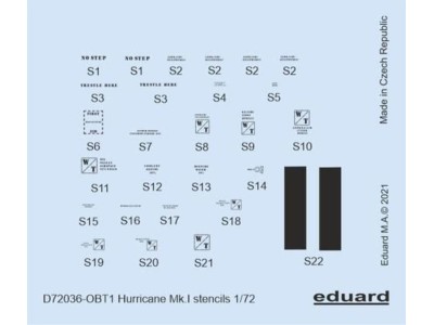 Hurricane Mk.I stencils for ARMA HOBBY/REVELL/AIRFIX 