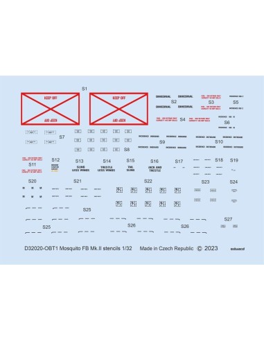 Mosquito FB Mk.II stencils 1/32 for TAMIYA 