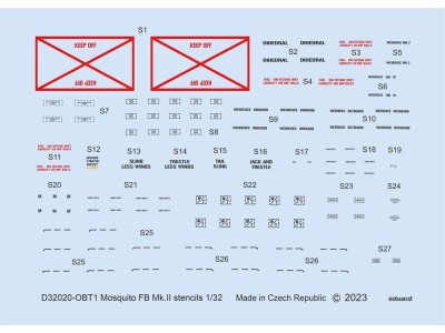 Mosquito FB Mk.II stencils 1/32 for TAMIYA 