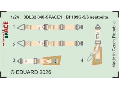 Bf 109G-5/6 seatbelts SPACE for Airfix 
