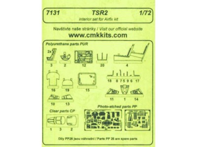 TSR 2 -  interior set für Airfix Bausatz 