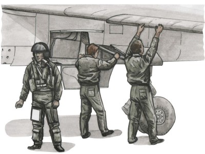 French pilot and two mechanics f.1/72 Special Hobby Mirage F.1C model 