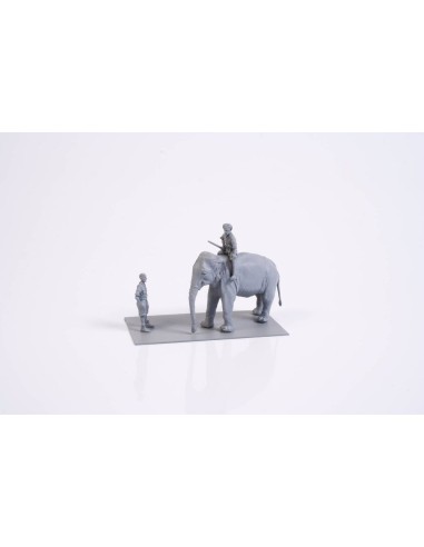 Mechanic of India WWII+Elephant with Mahout (2 fig.+elephant) 