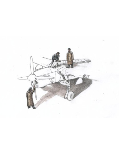 Barracuda Mechanics (3 figures,aboard carrier w/raincoat)f.Sp.Hobby kit 