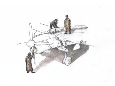 Barracuda Mechanics (3 figures,aboard carrier w/raincoat)f.Sp.Hobby kit 