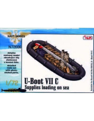 U-Boot VII Supplies loading on sea (food, ammo boxes, boat, 1x torpedo) 