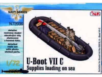 U-Boot VII Supplies loading on sea (food, ammo boxes, boat, 1x torpedo) 