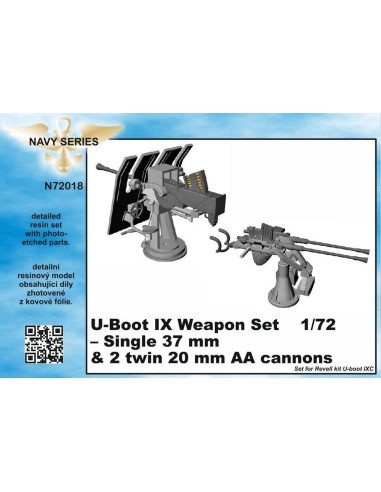 U-Boot IX Weapon Set-Single37mm&2twin20m AA cannons for Revell kit 