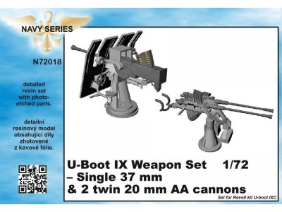 U-Boot IX Weapon Set-Single37mm&2twin20m AA cannons for Revell kit 