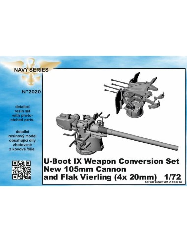 U-Boot IX Weapon Conversion set-new105mm cannon a.Flak Vierling f.Revell kit 