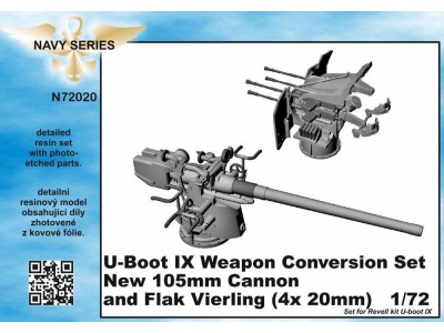 U-Boot IX Weapon Conversion set-new105mm cannon a.Flak Vierling f.Revell kit 