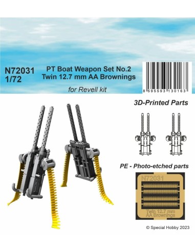 PT Boat Weapon Set No.2 - Twin 12.7 mm AA Brownings (2 printed pcs) 1/72 