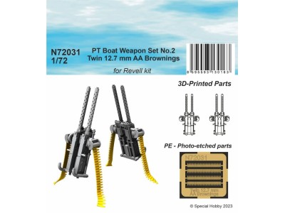 PT Boat Weapon Set No.2 - Twin 12.7 mm AA Brownings (2 printed pcs) 1/72 