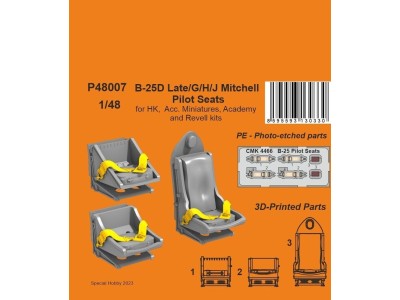 B-25D Late/G/H/J Mitchell Pilot Seats 1/48 / for HK,  Acc. Miniatures, Academy and Revell kits 