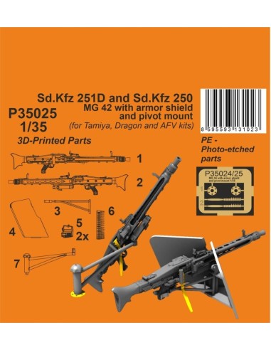 Sd.Kfz 251D/250A MG 42 with armor shiels and pivot mount 1/35 for Tamiya and Dragon kits 