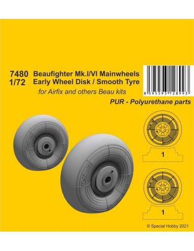 Beufighter Mk.I/VI Mainwheels - Early Wheel Hub / Smooth Tyre 