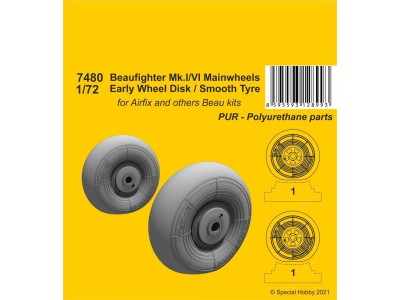 Beufighter Mk.I/VI Mainwheels - Early Wheel Hub / Smooth Tyre 