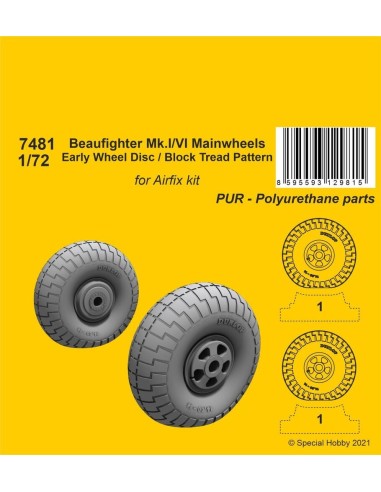 Beaufighter Mk.I/VI Mainwheels - Early Wheel Disk / Block Tread Pattern 