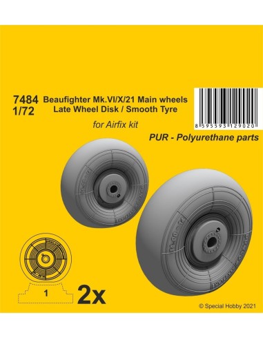 Beaufighter Mk.VI/X/21 Mainwheels - Late Wheel Disk / Smooth Tyre 