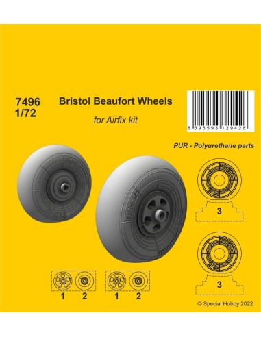 Bristol Beaufort Wheels 1/72 / for Airfix kit 